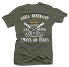 Мужская футболка Grill Sergeant Bbq, летняя, модная, мужская, однотонная, для фитнеса, с коротким рукавом, на пуговицах