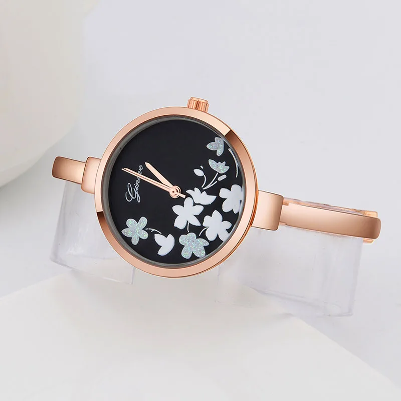 

Новинка от GINAVE, Взрывные модели женских кварцевых часов с лепестками, студенческие часы с ремешком из сплава