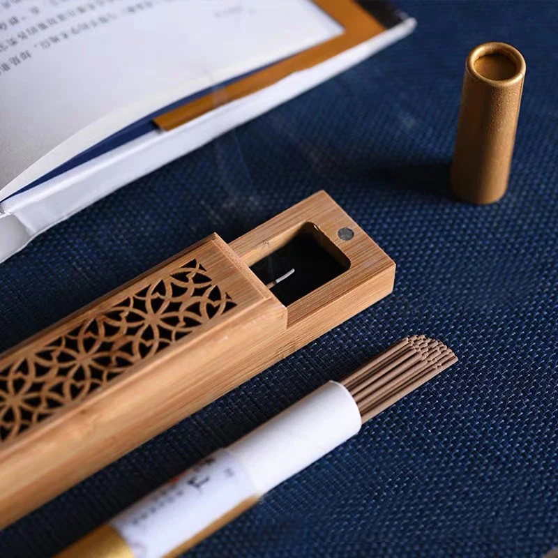 Деревянная бамбуковая курильница с подставкой в виде деревянной палочки для