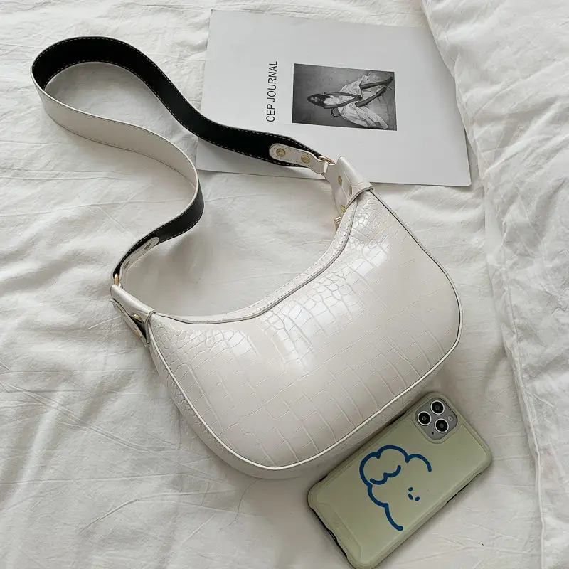 

Vintage Leather Women Shoulder Bag Pu Black Crocodile Black Brown Women's Bags Casual