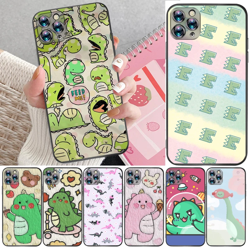 

Cute Funny Couples Dinosaur Flowers Color Painting Phone Case For iPhone XR XS Max Funda Cases Back Cover Coque Carcasa