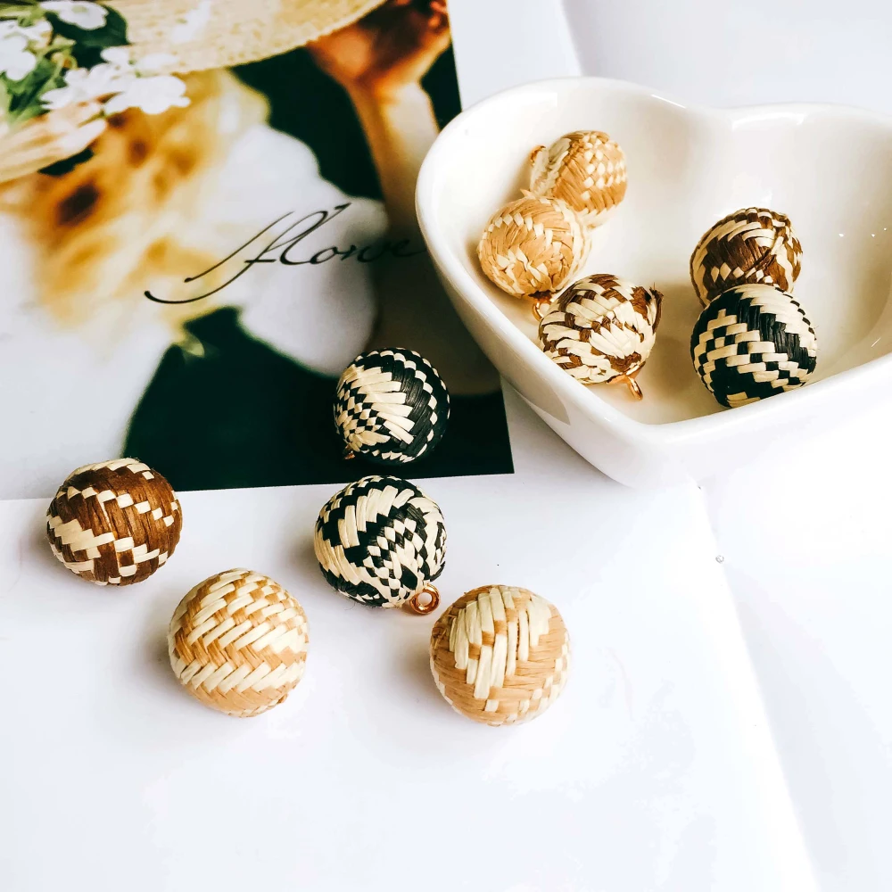 Zeroupp бамбуковая солома камея шар серьги ожерелье аксессуары принадлежности для