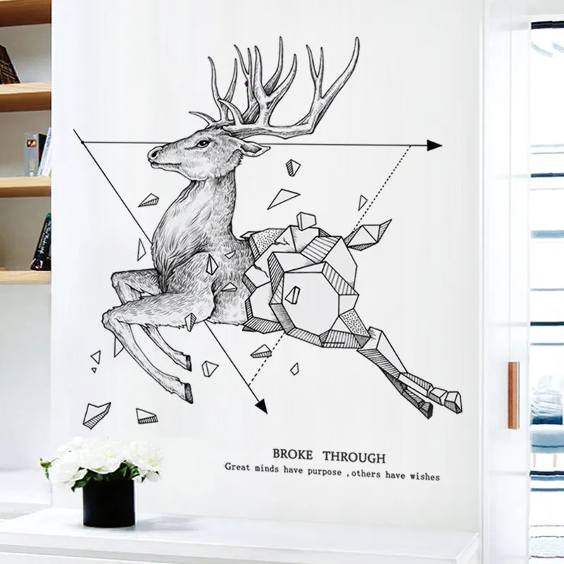 Креативные черные абстрактные геометрические 3D наклейки на стену для гостиной