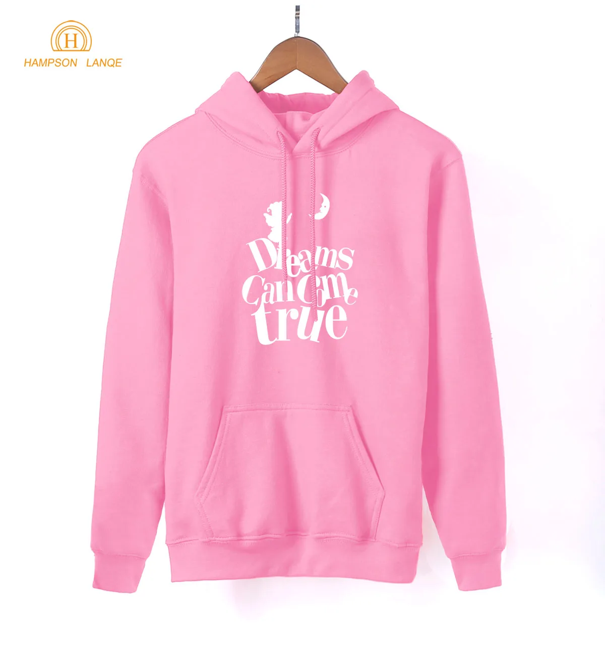 Женская толстовка с капюшоном Dreams Can Come длинным рукавом и надписью Kawaii спортивный