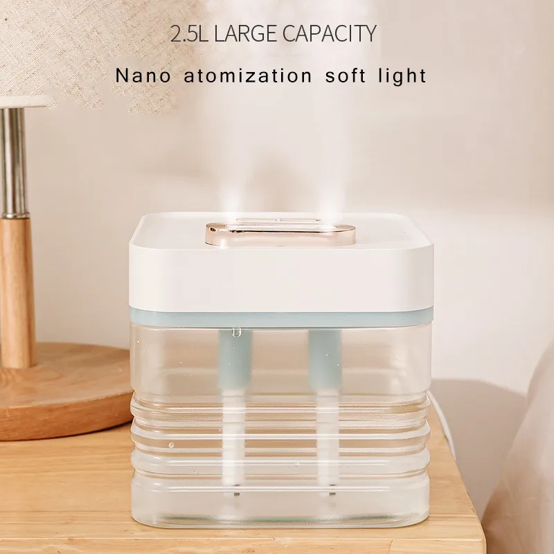

Ultrasonic Led Air Humidifier Diffuser Mist Humidifier Diffuser 2.5l Double Spray Mute Colorful Lamp Atomizer Top