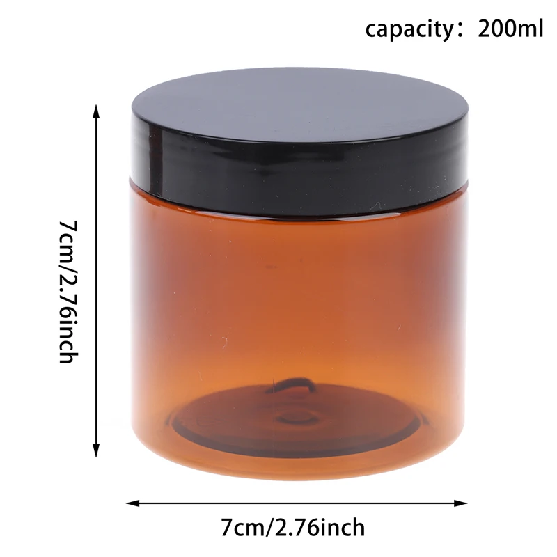 200ml Round Amber Jar Straight Sided Cream Jars Black Plastic Lid Cap Inner Liner For Salve Homemade Lotion Cosmetics - купить по
