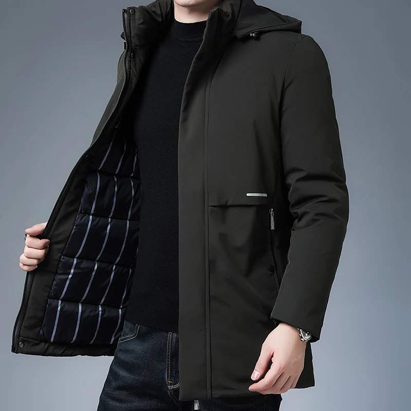 Mens Parkas Winter Warm Jacket Coats Men Fashion Casual Mens Winter Jackets and Coats Fleece Parkas Collar Detachable Clothes