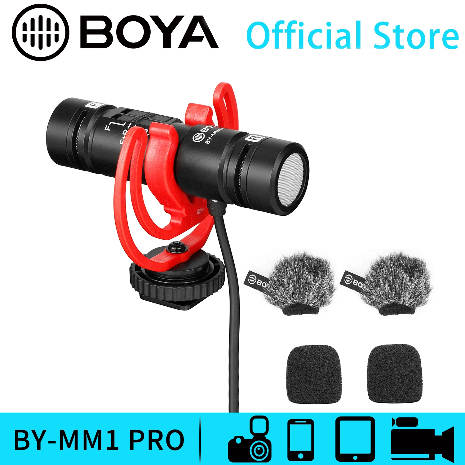 Enlarge BOYA BY-MM1 PRO Dual-Capsule Condenser Shotgun Microphone  Video Mic for iPhone Android Smartphone Camera Tablet Camcorder PC