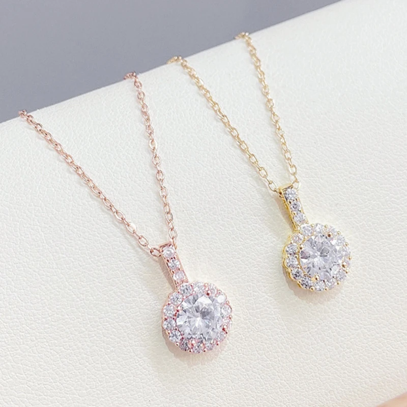 

BOTU 2021 New Fashion Zircon Necklace Women's Elegant Chain Pendant Jewelry Gift for Women