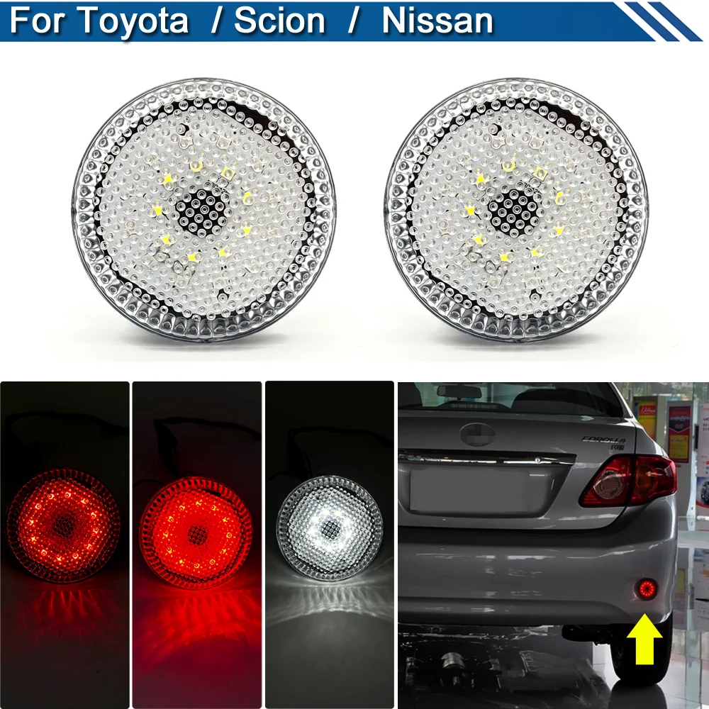 Фото Светодиодный отражатель заднего бампера для Toyota Corolla Sienna Scion IQ xB Nissan Qashqai Juke X-Trail, тормозсветильник заднего хода №1