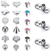 zs 1519 pcs micro dermal piercing set 316l stainless steel dermal anchor surface piercings cz crystal skin diver body jewelry
