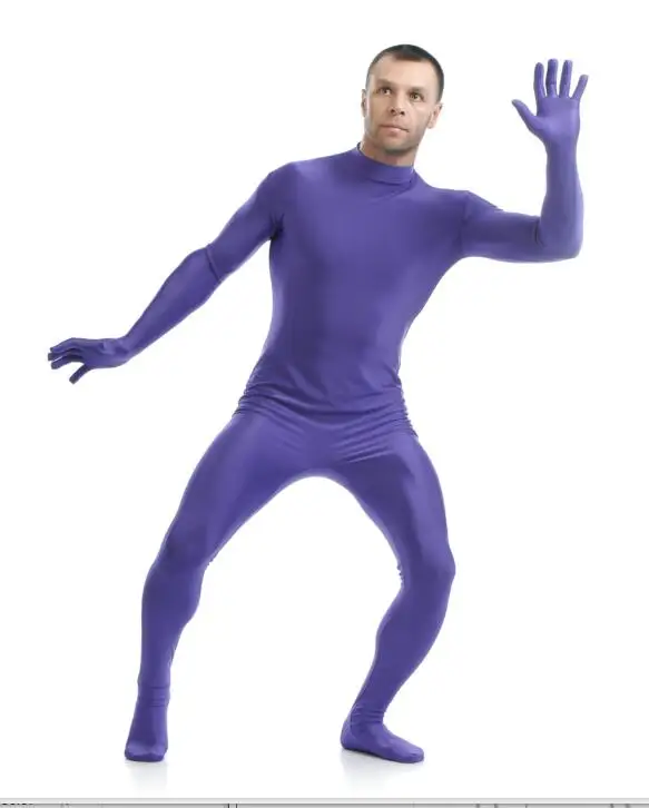Обтягивающие костюмы из лайкры Zentai, черный костюм без капюшона, гимнастическое трико из спандекса, мужские костюмы для косплея, боди для детей и взрослых - Цвет: Purple