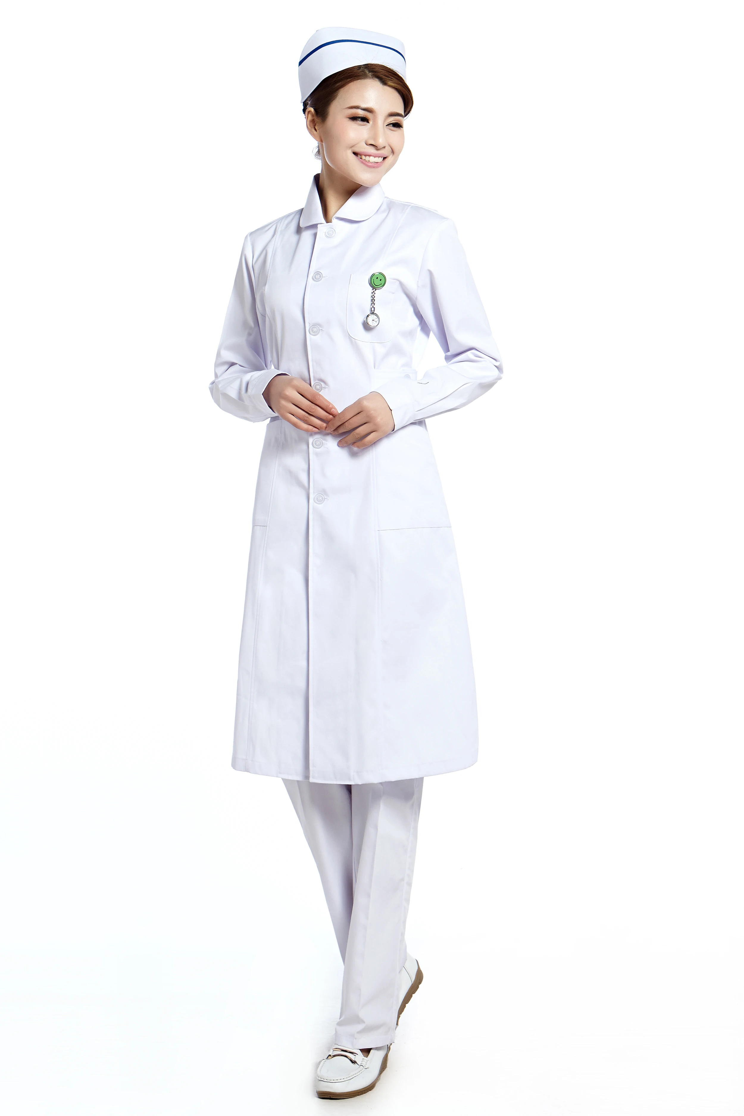 С длинным рукавом Белое платье медсестры для Рабочая одежда больниц медицинская