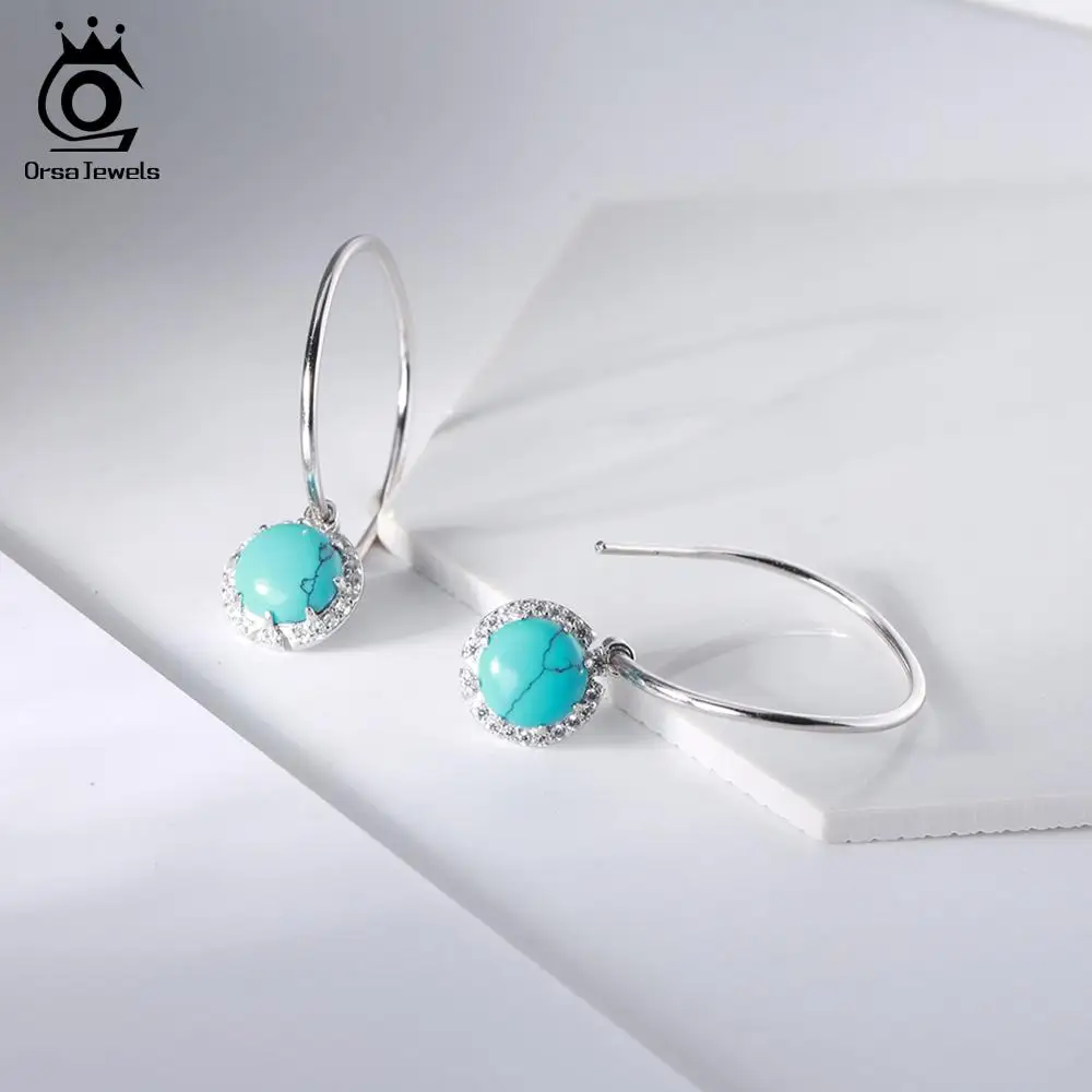 ORSA JEWELS 925 пробы серебряные женские висячие серьги четыре цвета модные ювелирные изделия паве Установка AAA кубический циркон трендовые серьги SE68