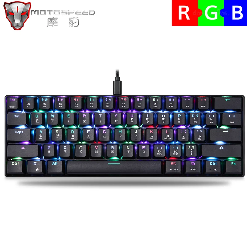 

Motospeed CK61 60% Mini Gaming Mechanical Keyboard USB Wired 61 Keys RGB Backlight Red/Blue Switch Laser Keyboards For Laptop PC