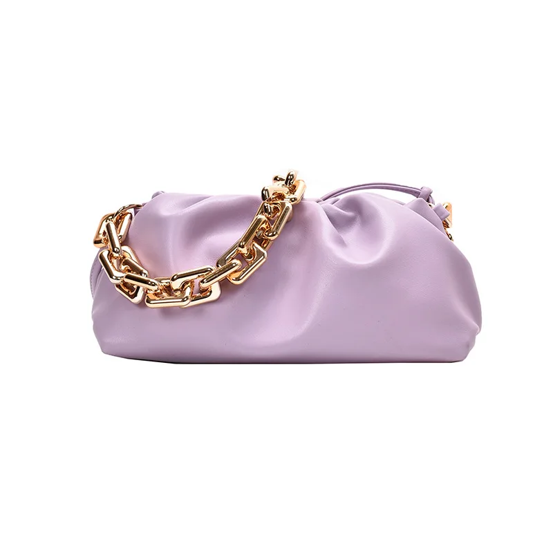 

Women Handbag 2021 Hot Trendy Fashion Brandcasual Simple Messenger Bag Ladies Solid Chain Cross Body Shoulder Armpit Cloud Bag