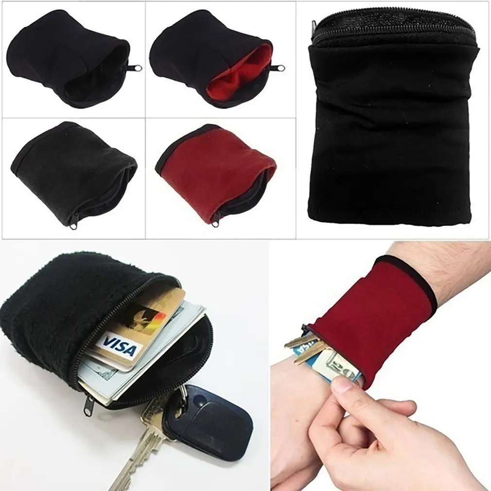 

2021 Men Women Wrist Wallet Pouch Band Zipper Running Travel Gym Cycling Safe Coin Purse Change Outdoor Sports Bag Hot Sale