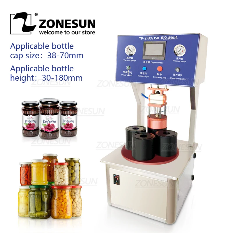 ZONESUN полуавтоматическая машина для укупорки стеклянных бутылок соус Чили