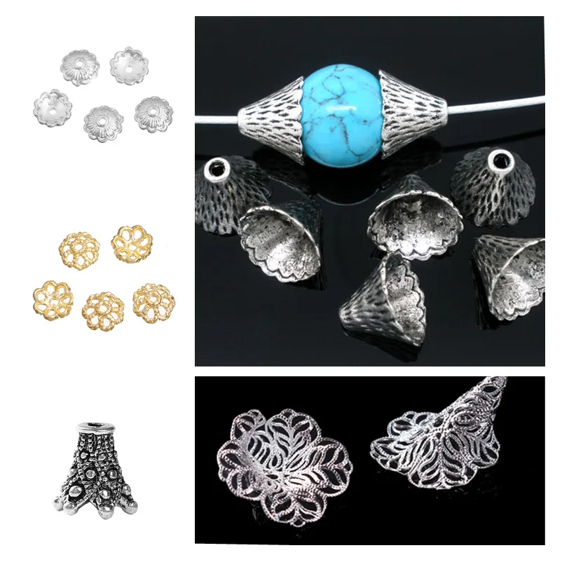 DoreenBeads Серебристые бусины из сплава цинка на основе DIY в цветочек фурнитура для