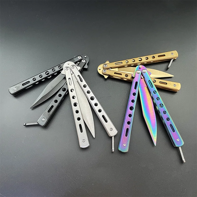 Нож бабочка Подарочный нож стальной складной для тренировок титановый учебный