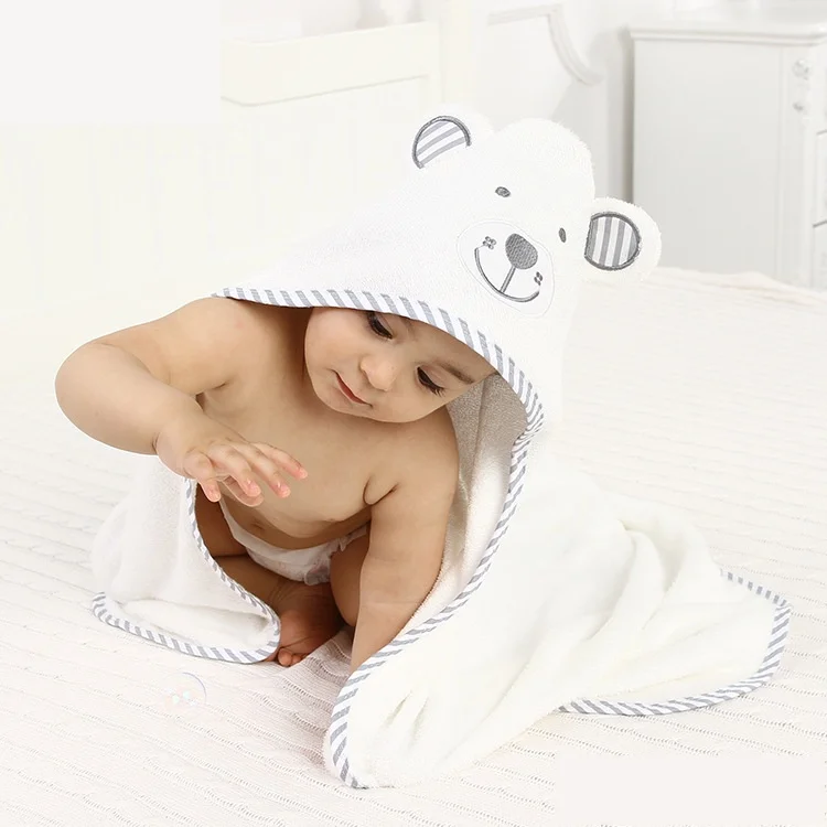 Банное полотенце для новорожденных накидка из хлопка с капюшоном впитывающий