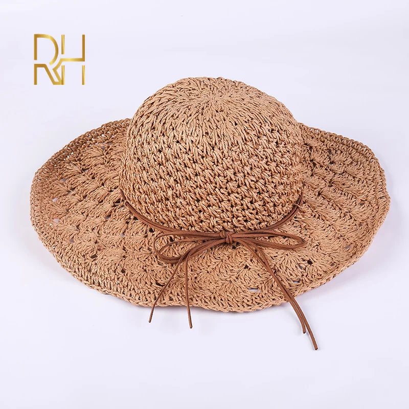 Детская Регулируемая шляпа RH складной солнцезащитный козырек Пляжная вязаная