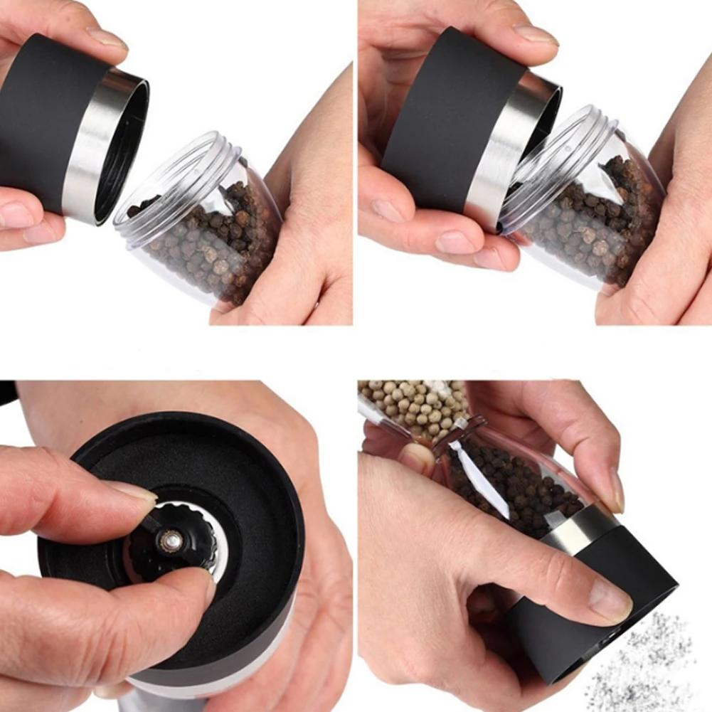 

Manually 2 in 1 Hourglass Shape Dual Salt Pepper Mill Spice Grinder Pepper Shaker for Kitchen Cooking Tools Easy to Clean Mills