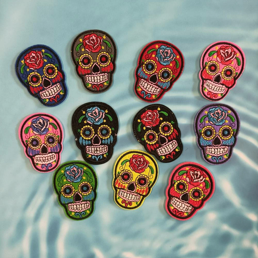 

Garment accessory iron-on embroidery flower skull animal cartoon patches for clothing PA-17