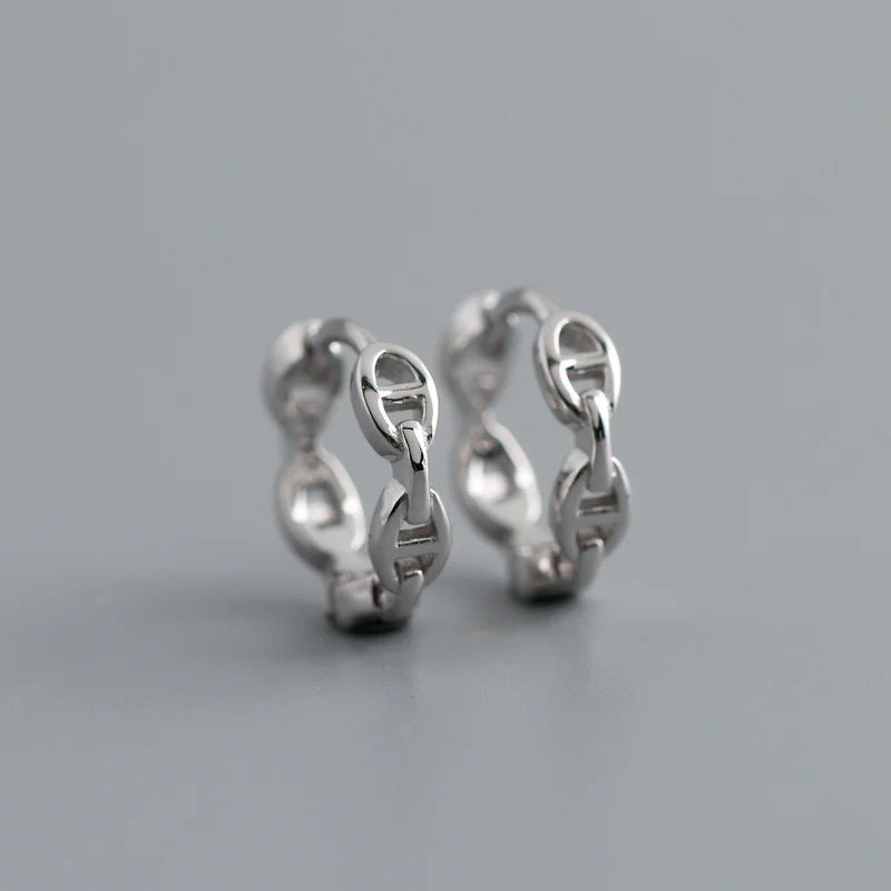

BIJOX STORY Circle Earrings For Women 925 Sterling Silver Geometric Smooth Personality Chain Anniversary Engagement Jewelry