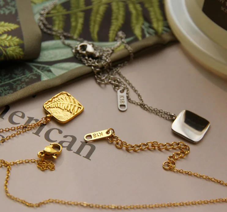 Винтажная подвеска в виде листа папоротника тисненые квадратные монеты подвески