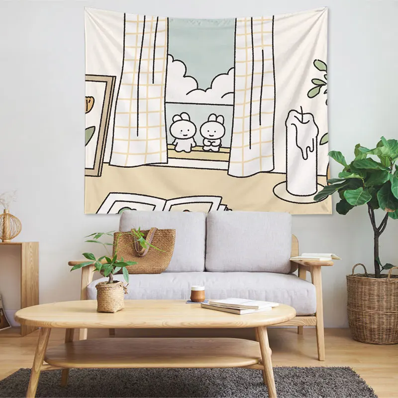 Гобелен в мультяшном стиле декор для спальни милый рисунок с животными и