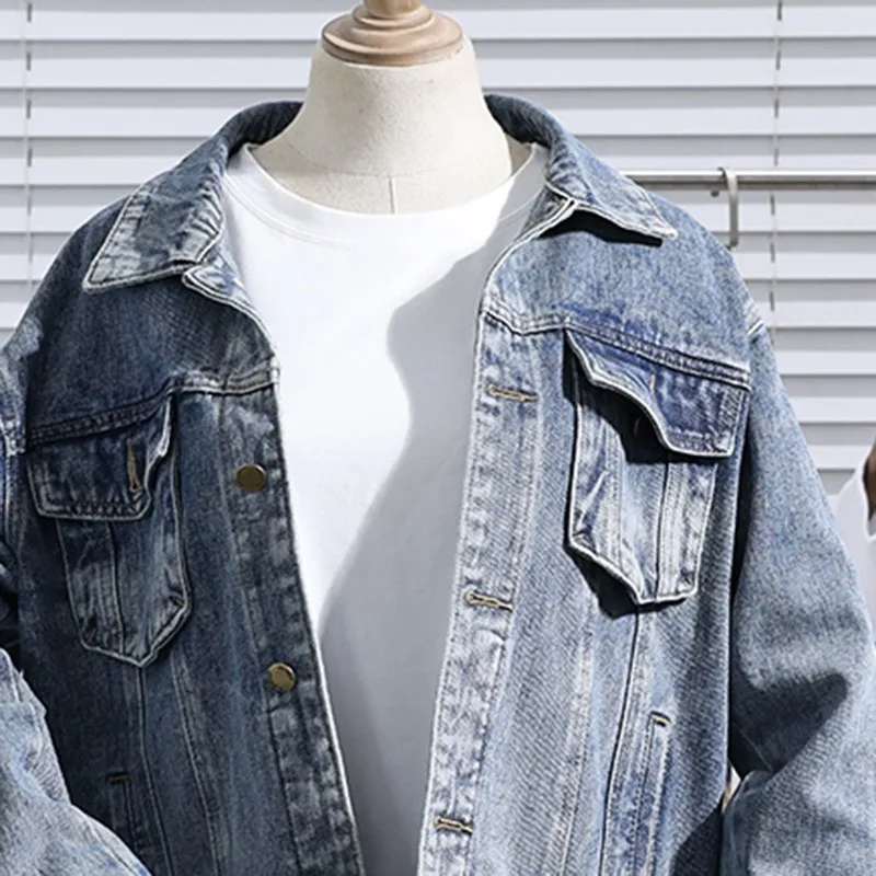 Куртка CHICEVER женская джинсовая винтажная Свободная верхняя одежда из денима с