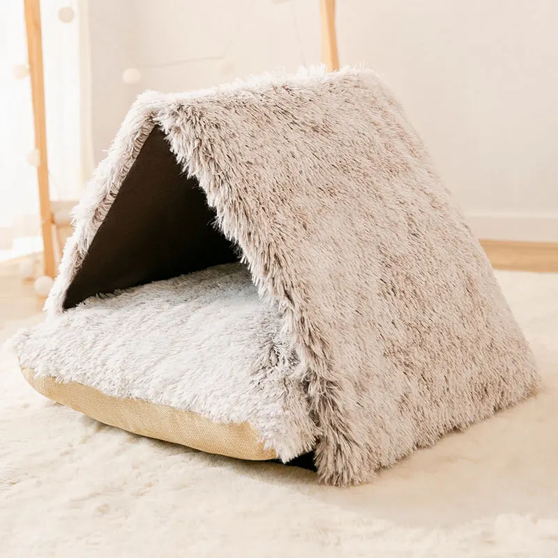 

Triangle Snow House Cat Bed Hammock Indoor Pet Nest Winter Warm Removable Dog Bed Kennel Kitten Tent for Small Medium Cats Dogs