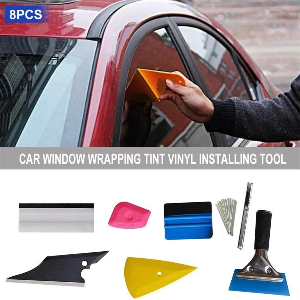 

8Pcs Car Vinyl Wrap Magnet Squeegee Tools Set Carbon Fiber Film Cutter Car Sticker Window Tint Tools Scraper Auto Accessories