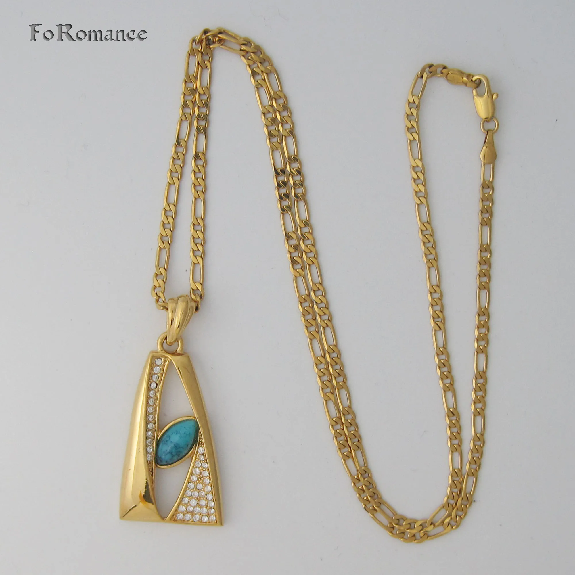 Foromans/желтое золото GP 24 &quotцепочка плетения Фигаро и форма пирамиды CZ камни