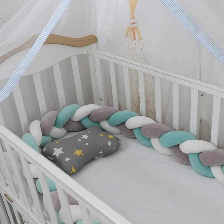 Gray White Sky 3M детский бампер кровать плетеная кроватка бамперы для мальчиков девочек Младенческая защита для кроватки бампер Тур де ЛИТ Bebe Tresse декор комнаты - Цвет: Gray White Sky