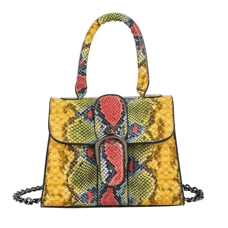 

Fashion Design Women's Bag 2021 New Snake Pattern Single Shoulder Small Square Bag Pu Purses and Handbags Luxury Designer