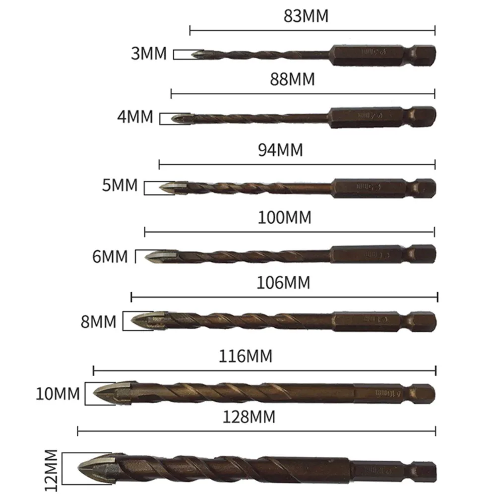 

Hex Tile Drill Bits Glass Ceramic Concrete Hole Opener Kit Hard Alloy Drill Size 3/4/5/6/8/10/12 MM