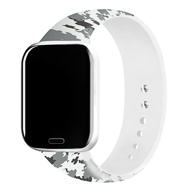 Ремешок силиконовый Камуфляжный для iWatch Series 6 4 40 мм 44 белый стильный мужской и
