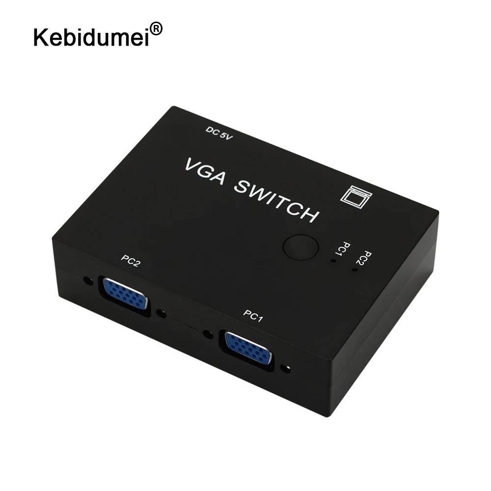 Разветвитель с 2 портами VGA видеопереключатель адаптер конвертер коробка способа