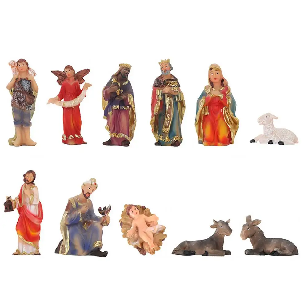 

Nativity Scene Resin Pendant Holy Birth Desktop Figurines Decoration For Home Living Room Garden Catholic Art Gift Of Christia