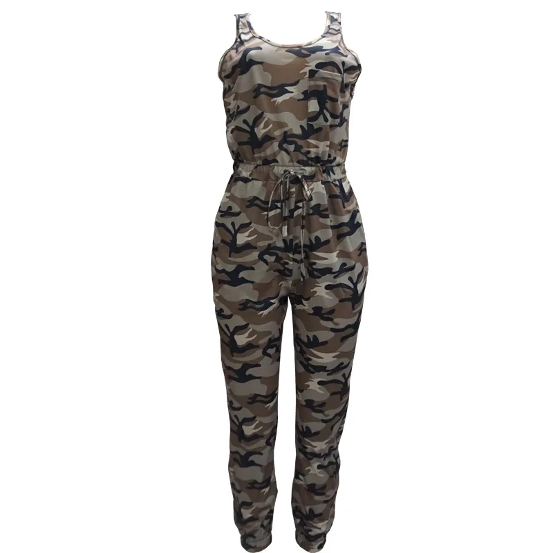 

New Trendy Women Clothes Summer Bodycon Party Camouflage Jumpsuit Sleeveless O-neck Romper One Pieces