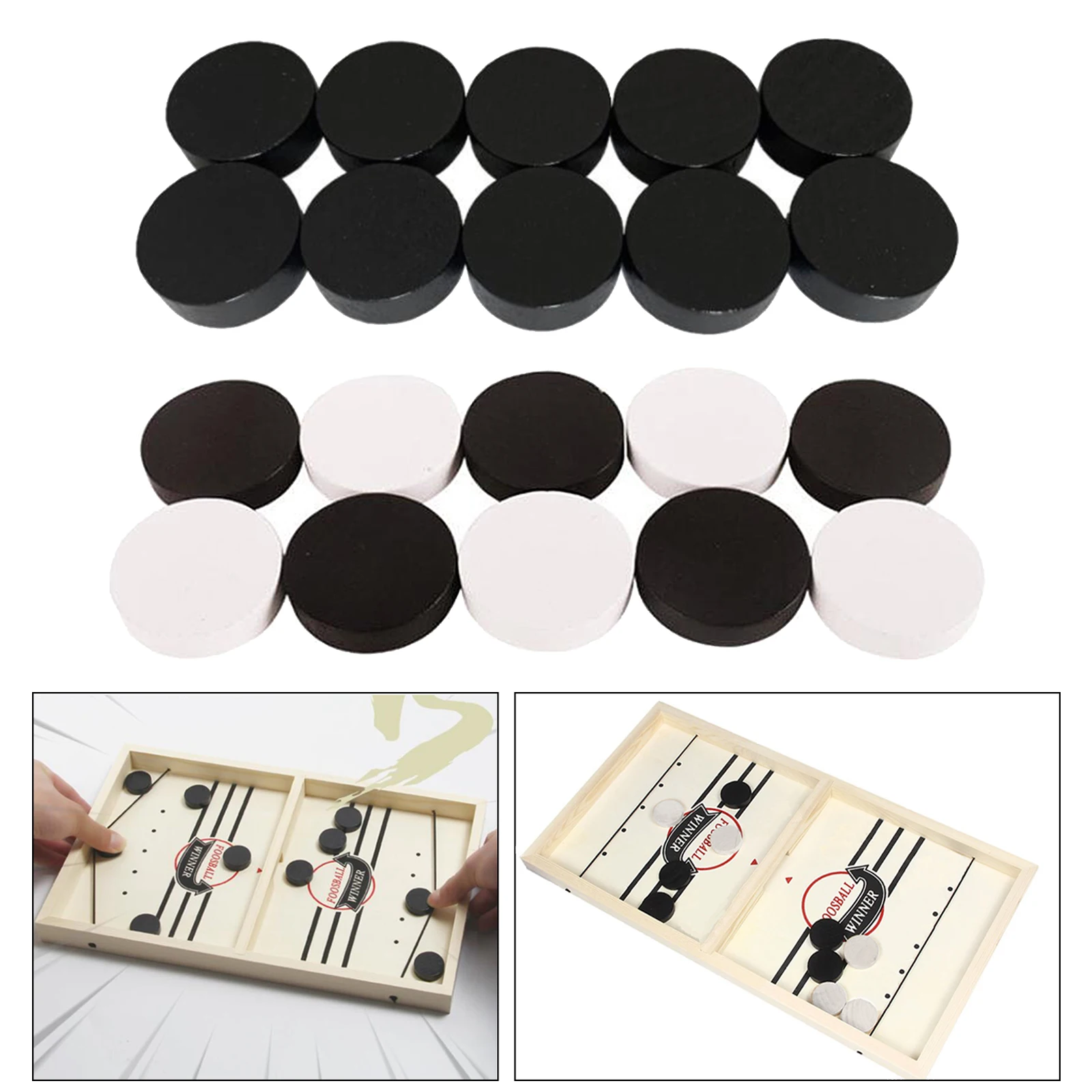 10Pcs Wooden Fast Sling Puck Game Pieces for Board Hockey Game Desk Toys( The Board Is Not Included)