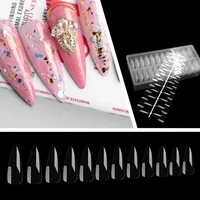 504pcsbox top quality artificial false fake nails ultra thin long salon supper transparent full cover acrylic stiletto nail tip