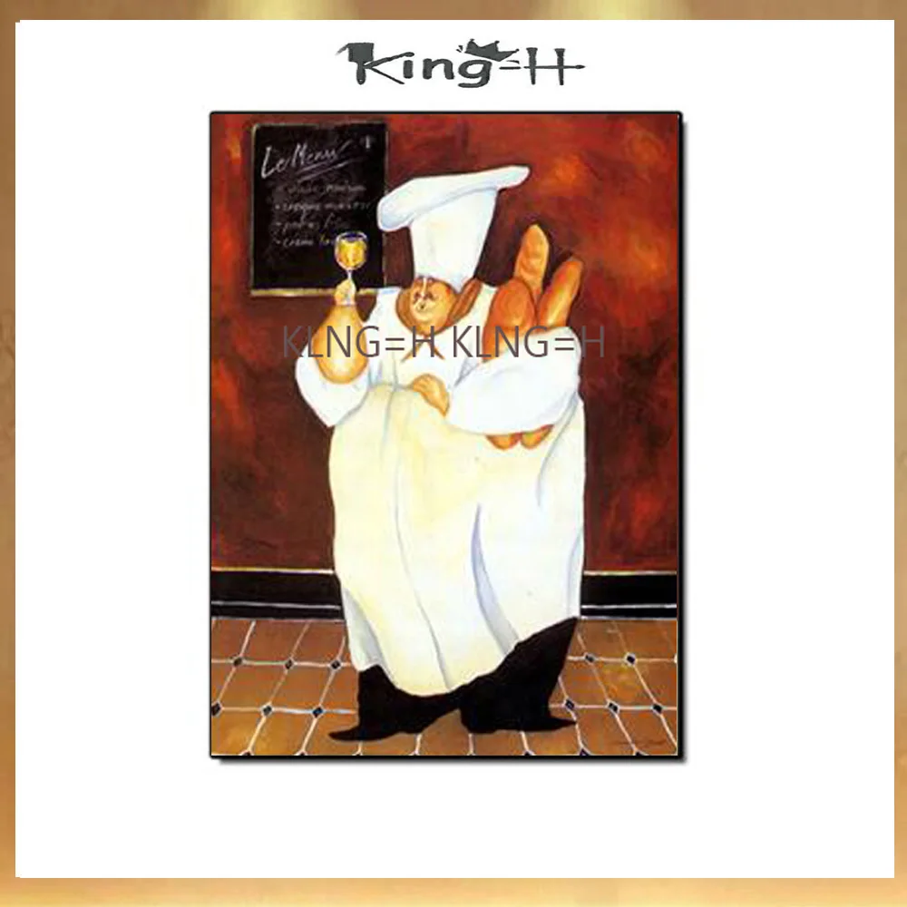 

Free shipping hand-drawn characters art skills and lovely cook oil painting abstract canvas art for household adornment wall pic