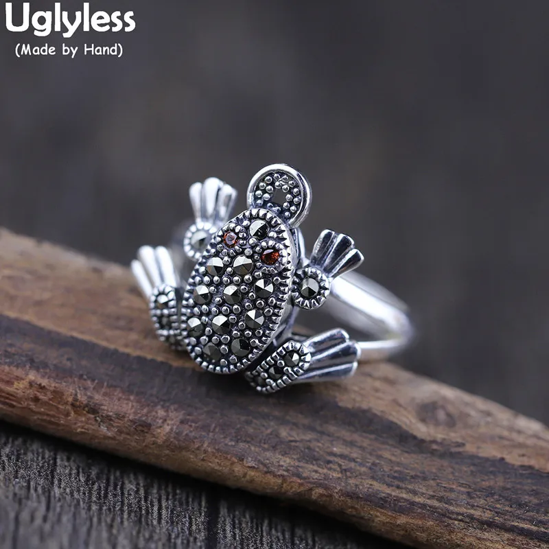 Женские винтажные серебряные кольца с лягушкой Uglyless открытые животными из