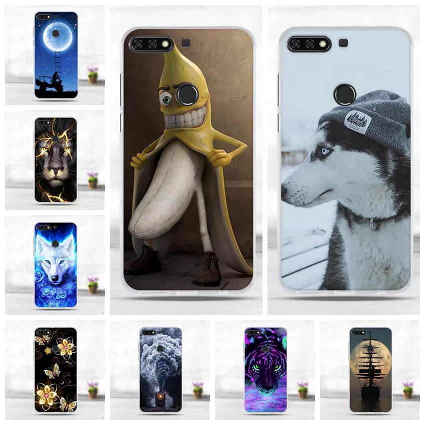 Для Funda Huawei Y7 2018 чехол Prime 2018/Y7 Pro для Enjoy 8/Honor 7C/Nova 2 Lite Силиконовый ТПУ
