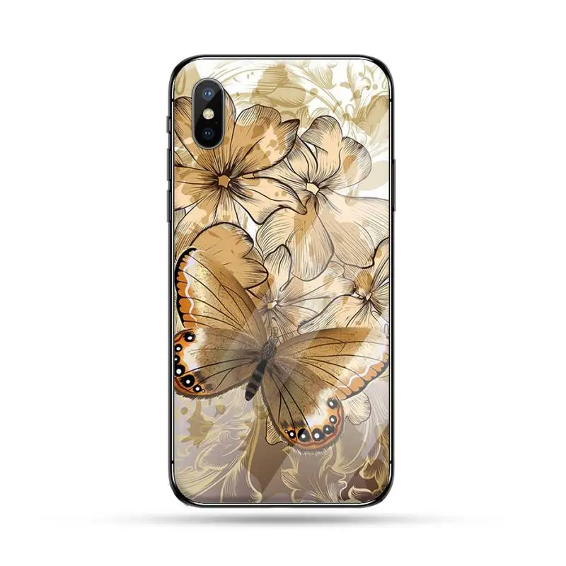 

Beautiful Flower Leaf Phone Case Tempered glass For iphone 5C 6 6S 7 8 plus X XS XR 11 PRO MAX