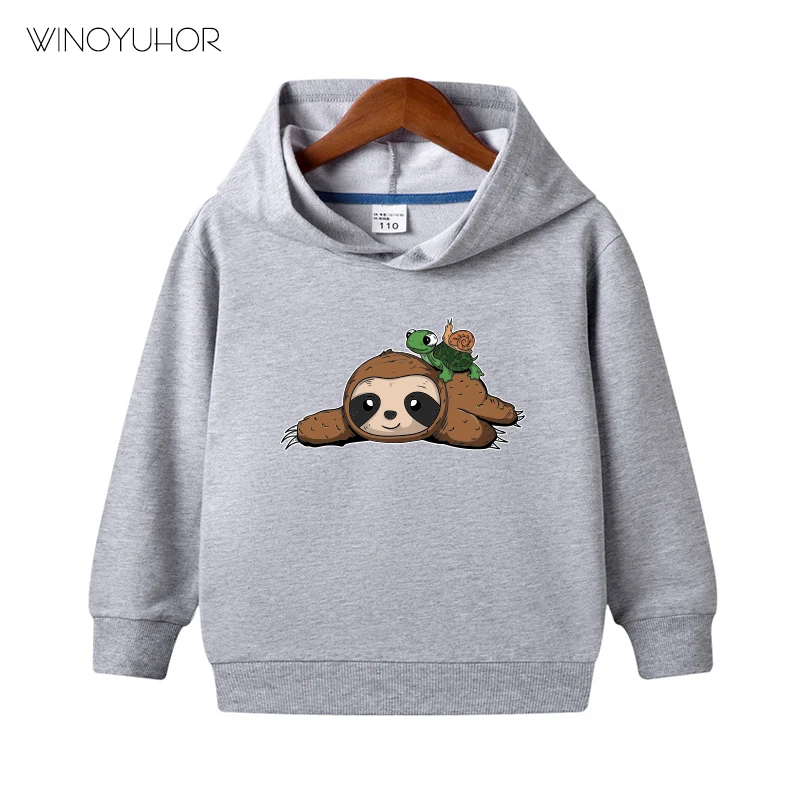 Sudaderas con capucha para ni&ntilde;os y ni&ntilde;as, jerseys divertidos de corredores de marat&oacute;n, regalo de perezoso, Tortuga, Caracol, Tops de algod&oacute;n con Humor de dibujos animados, novedad de oto&ntilde;o-2