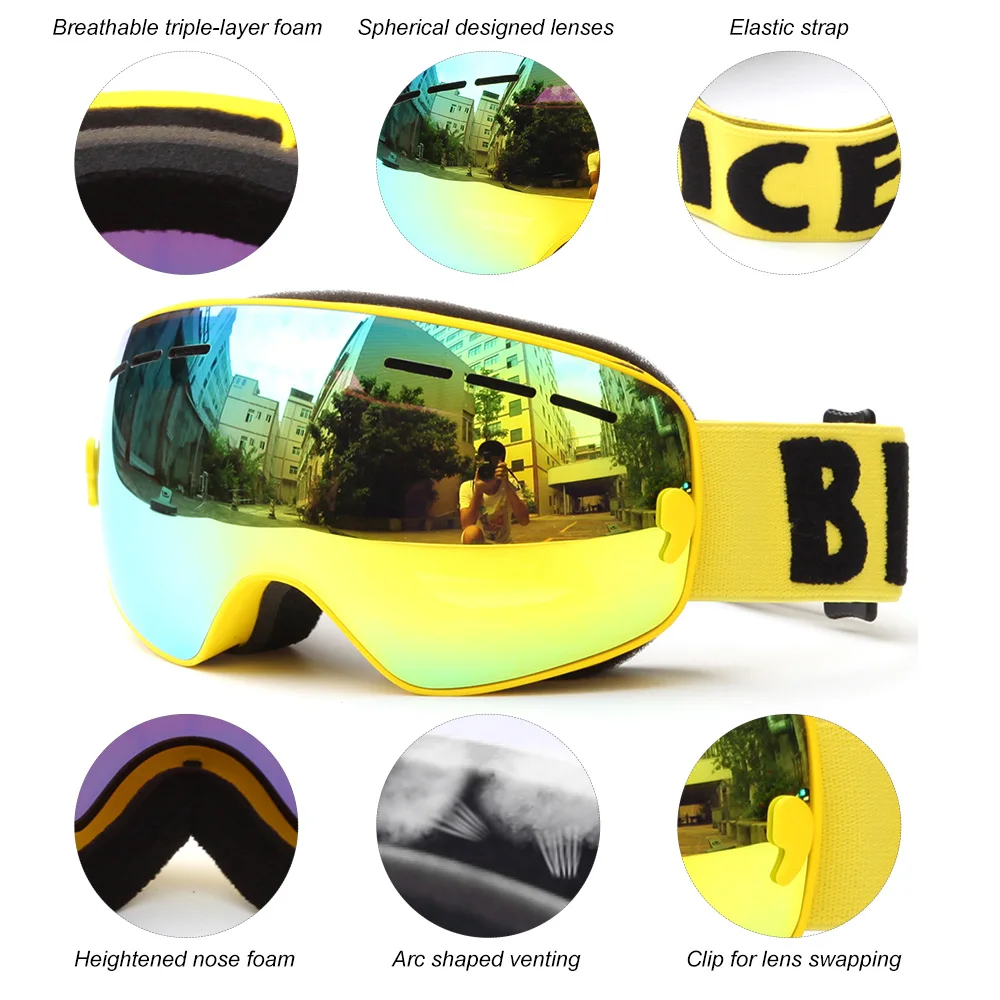 BENICE SNOW-4300 детские лыжные очки для катания на сноуборде коньках UV400